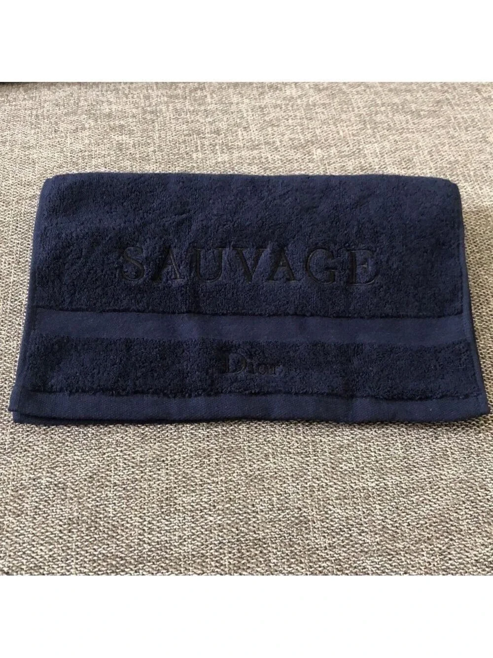 Dior Sauvage Men’s Face Hand Towel Navy Blue Logo Cotton Authentic